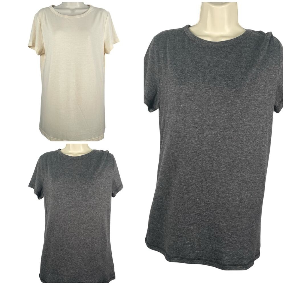 Lot of 3 Automet T-shirts Womens M Gray Beige Short Sleeve Neutral Minimalist